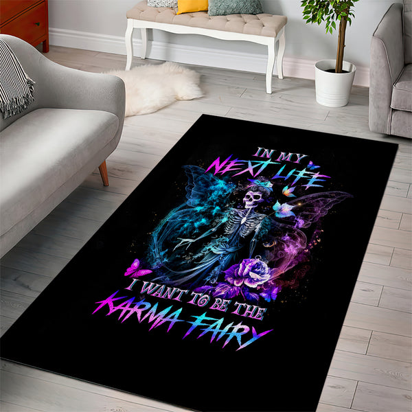 Dia De Los Muertos Skull Area Rug My Next Life I Want To Be Karma Fairy - Lynsiley