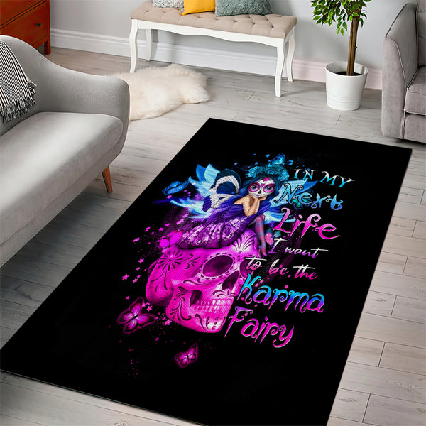 Tiny Fairy Skull Area Rug My Next Life I Want To Be Karma Fairy - Lynsiley
