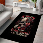 Rose Skull Area Rug My Give A Fuck Is Broken But My Go Fuck Yourself Is Functional - Lynsiley