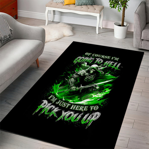Warrior Skull Area Rug Of Course I'm Going To Hell Just Pick You Up - Lynsiley