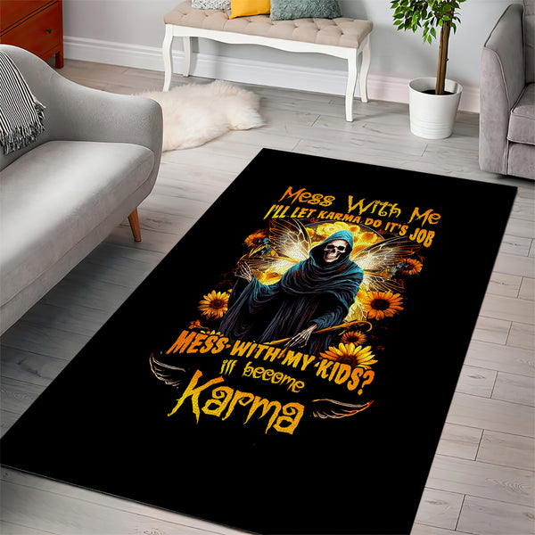 Fairy Death Skull Area Rug Mess With Me I'll Let Karma Do It's Job - Lynsiley