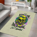 Flower Skull Area Rug Iam Who Iam Your Approval Isn't Need - Lynsiley