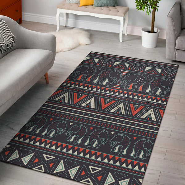 Tribal Pattern Elephants Area Rug - Lynsiley