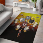 4 Wolves Warriors Native American Design Area Rug - Lynsiley