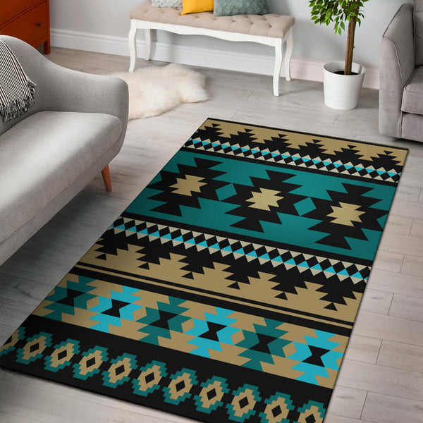 Green Ethnic Aztec Pattern Area Rug - Lynsiley