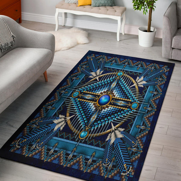 Naumaddic Arts Blue Native American Area Rug - Lynsiley