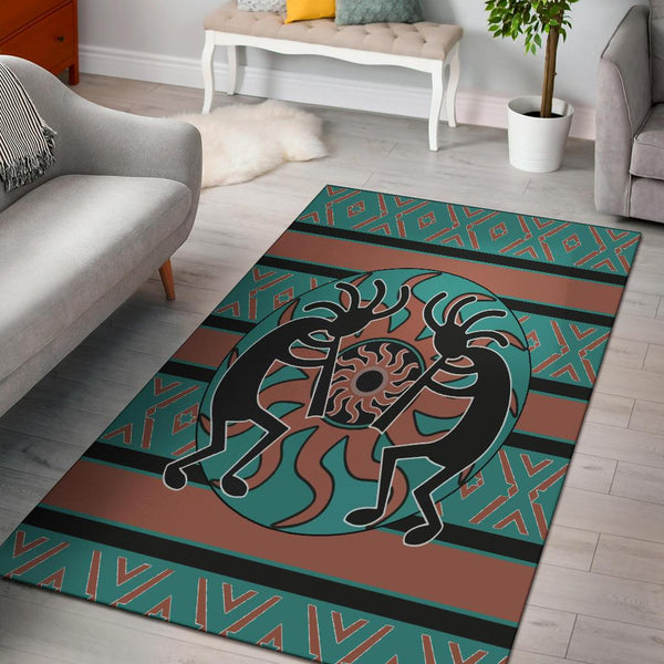 Kokopelli Myth Blue Native American Rug Area - Lynsiley