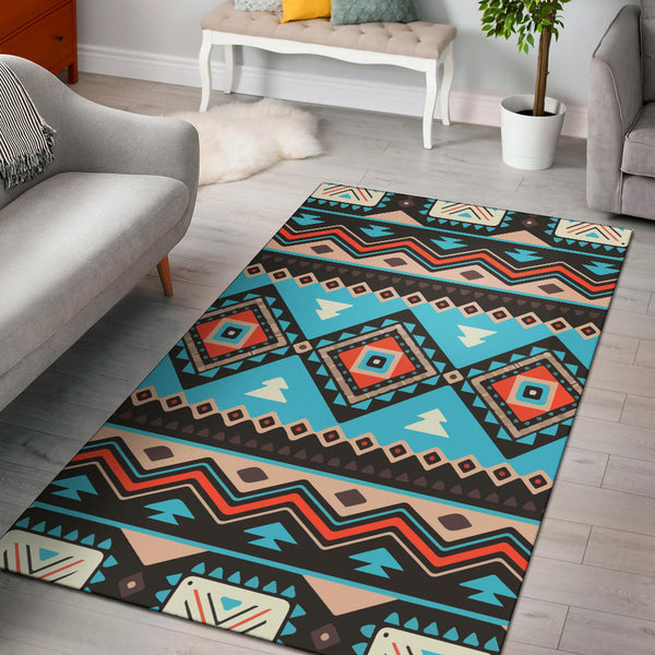 Tribal Line Shapes Ethnic Pattern Area Rug - Lynsiley