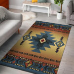 Southwest Blue Symbol Native American Area Rug - Lynsiley