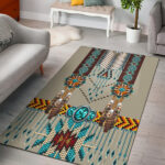 Turquoise Blue Pattern Breastplate Native American Area Rug GB NAT00069 Rug1 - Lynsiley