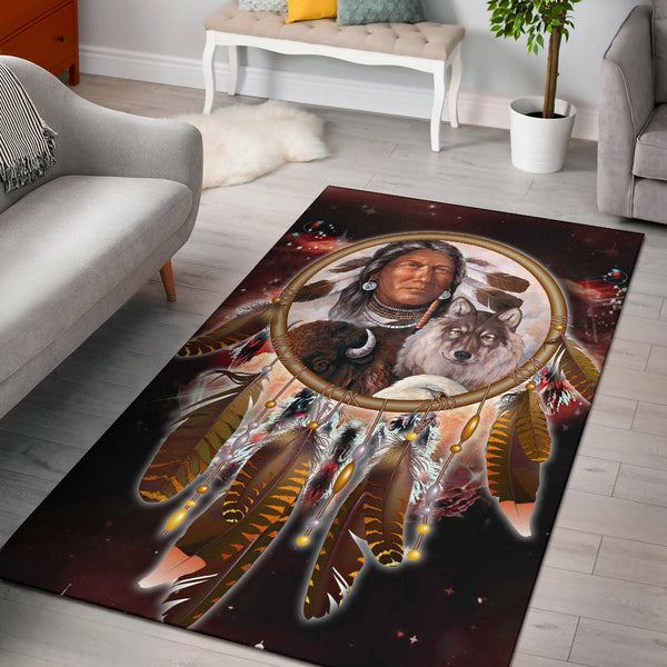 Chief and Animals Red Area Rug - Lynsiley