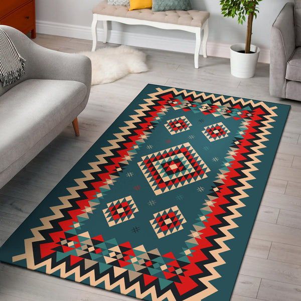 Ethnic Geometric Red Pattern Area Rug - Lynsiley