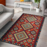 Geometric Red and Green Pattern Area Rug - Lynsiley