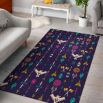 Thunderbird Pattern Blue Area Rug - Lynsiley