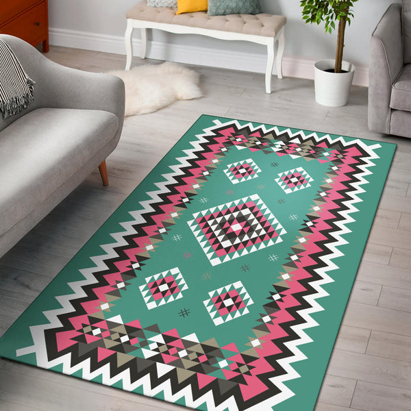 Ethnic Geometric Pink Pattern Area Rug - Lynsiley