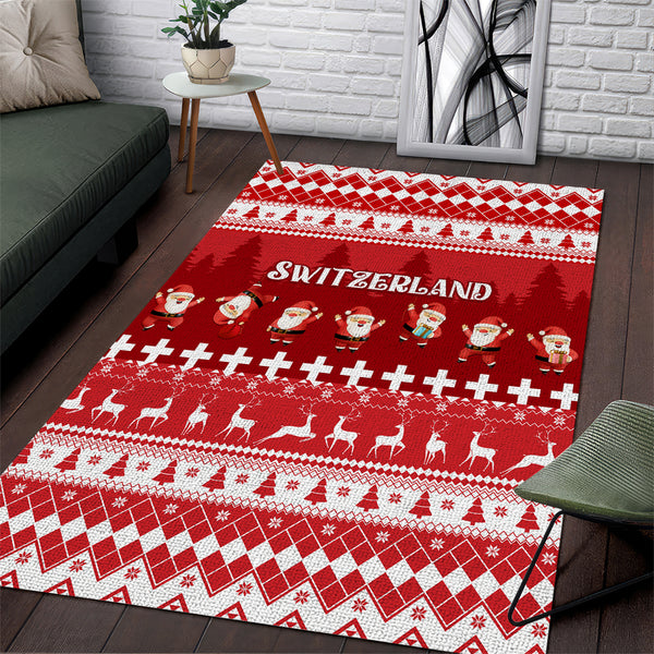Custom Switzerland Christmas Area Rug Merry Christmas Funny Santa Claus - Lynsiley