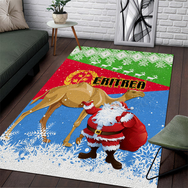 Custom Eritrea Christmas Area Rug Santa Claus With Dromedary Camel - Lynsiley