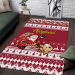 Custom Maryland Christmas Area Rug Santa Claus Riding A Reindeer - Lynsiley
