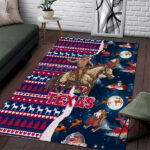 Custom Texas Christmas Area Rug Cowboy With Santa Claus In Space - Lynsiley