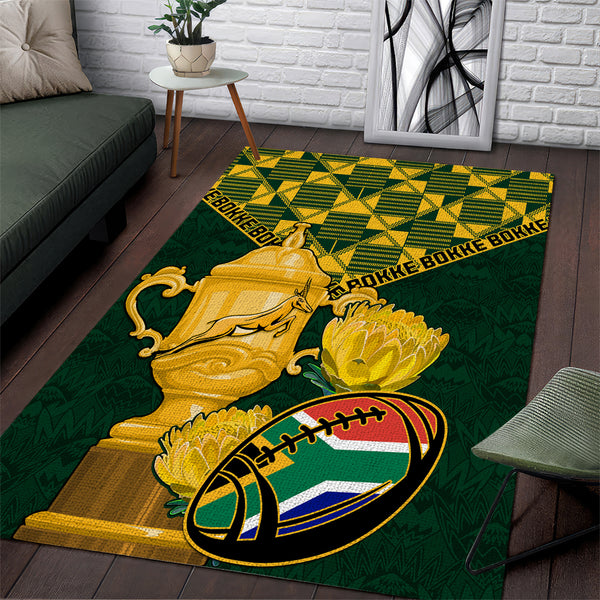 Custom South Africa Rugby Area Rug Go Bokke Champion 2023 World Cup - Lynsiley