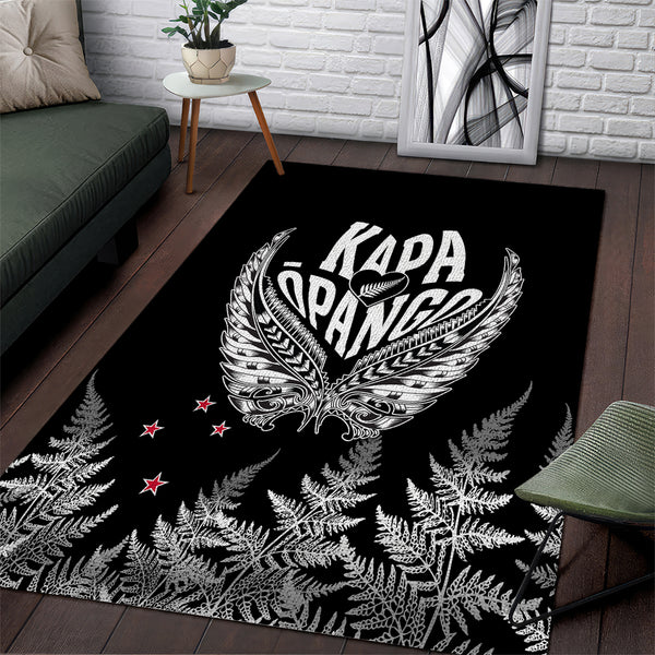 Custom New Zealand Rugby Area Rug NZ Opango Forever Silver Fern Heart - Lynsiley