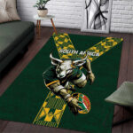 Custom South Africa 2024 Rugby Area Rug Go Springboks Protea Pattern - Lynsiley