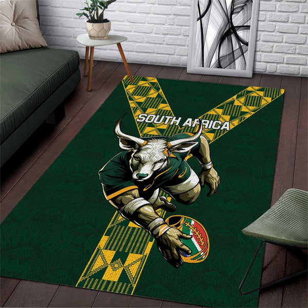 Custom South Africa 2024 Rugby Area Rug Go Springboks Protea Pattern - Lynsiley