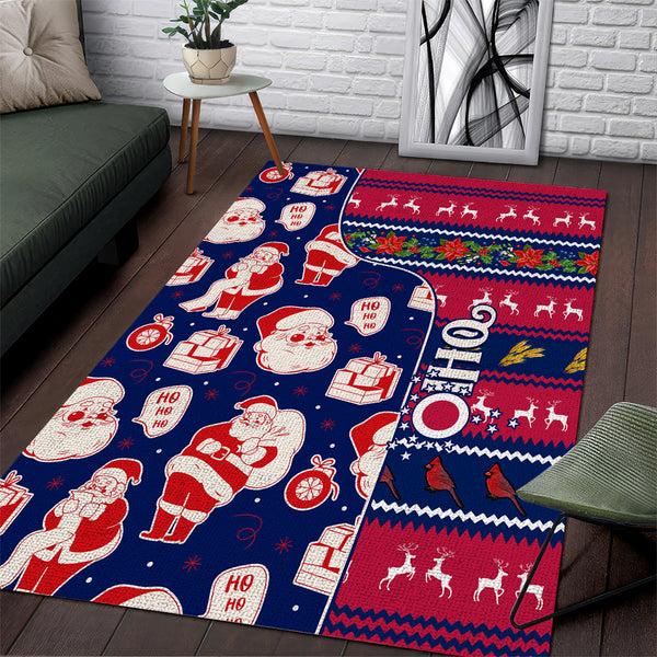 Custom Ohio Christmas Area Rug Santa Claus Pattern Unique Style - Lynsiley