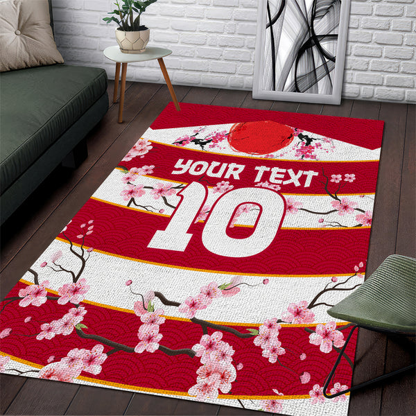 Custom Japan Rugby Area Rug Sakura Blossom Go Champion 2024 - Lynsiley