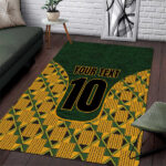Custom South Africa Rugby 2024 Area Rug Go Champion Springboks and Kente Pattern - Lynsiley