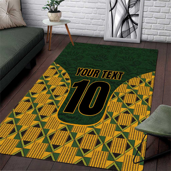 Custom South Africa Rugby 2024 Area Rug Go Champion Springboks and Kente Pattern - Lynsiley