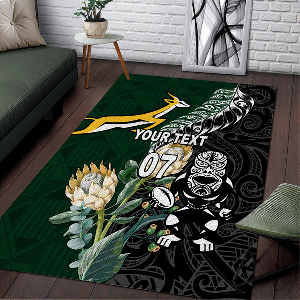 Custom South Africa Mix New Zealand Rugby 2023 Area Rug World Cup Greatest Rivalry - Lynsiley