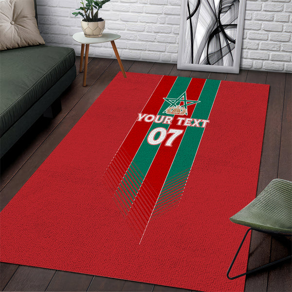 Custom Morocco Football Area Rug Nations Cup 2024 Atlas Lions - Lynsiley