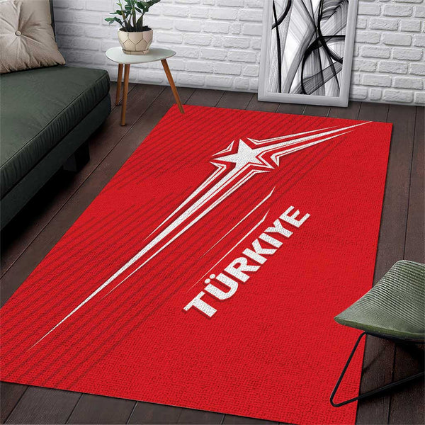 Turkiye Football 2024 Custom Area Rug Crescent-Stars Basic Style - Lynsiley