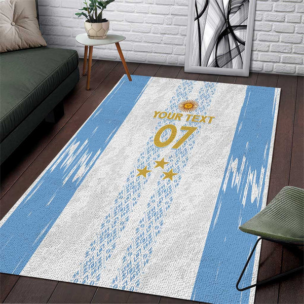 Argentina Football Custom Area Rug 2024 Albiceleste Grunge - Lynsiley