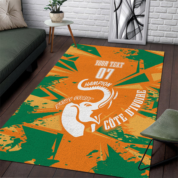 Ivory Coast Football Custom Area Rug Les Elephants Champions - Lynsiley