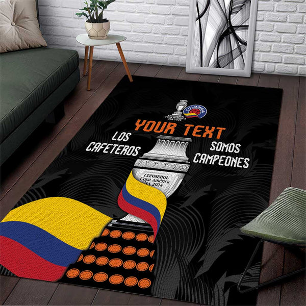Colombia Champion Football Custom Area Rug Los Cafeteros Black Style - Lynsiley