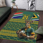 Custom South Africa Rugby Bokke Mascot Area Rug With Flag Style - Lynsiley