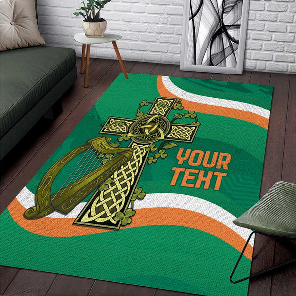 Custom Ireland Rugby Area Rug Green Celtic Knot Summer Paris 2024 - Lynsiley