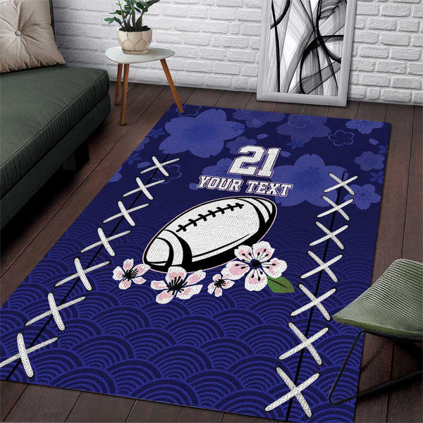 Custom Japan Rugby Pacific Area Rug Sakuras Rising Sun with Polynesian Pattern - Lynsiley