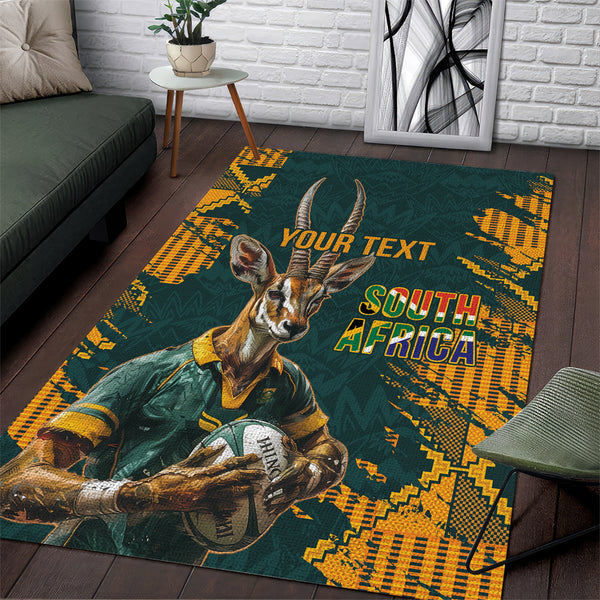 Custom South Africa Rugby Area Rug The Springboks Mascot Sporty Version - Lynsiley
