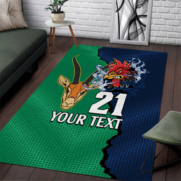 Custom France South Africa Rugby Area Rug Springboks and Gallic Rooster World Cup 2023 - Lynsiley