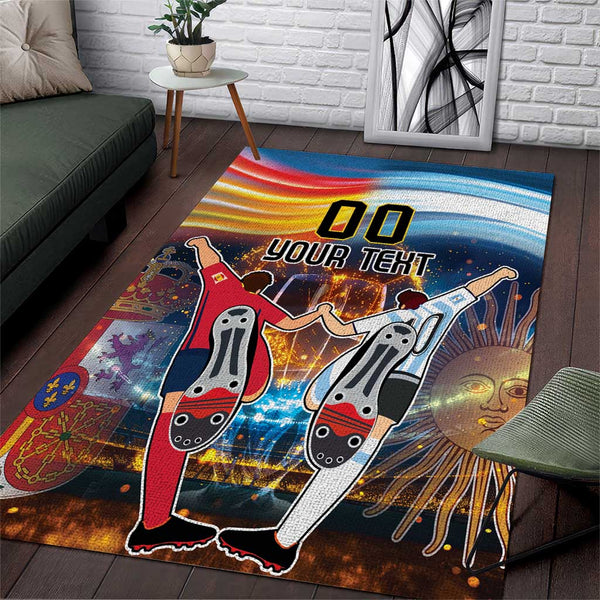 Custom Spain and Argentina Football Area Rug Finalissima Make History Together - Lynsiley