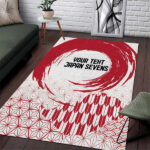 Custom Japan Sevens Area Rug Japanese Rising Sun with Hemp Leaf Pattern - Lynsiley