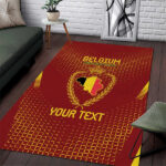 Custom Belgium Football Area Rug Royal Belgian 1895 with Map Style - Lynsiley