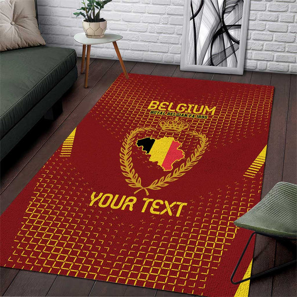 Custom Belgium Football Area Rug Royal Belgian 1895 with Map Style - Lynsiley