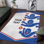 Custom England Football Area Rug Simple Triple Lions - Lynsiley