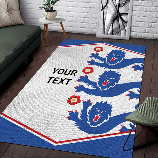 Custom England Football Area Rug Simple Triple Lions - Lynsiley