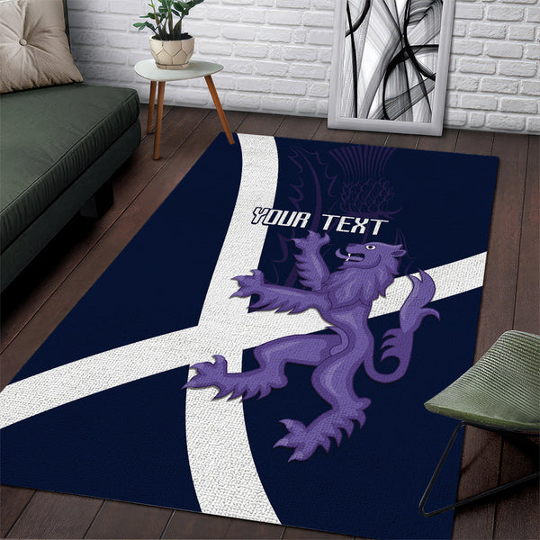 Custom Scotland Rugby Area Rug Scottish Lion and Thistle - Lynsiley
