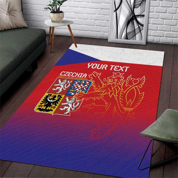 Custom Czech Republic Area Rug Unique Double Tailed Lion - Lynsiley